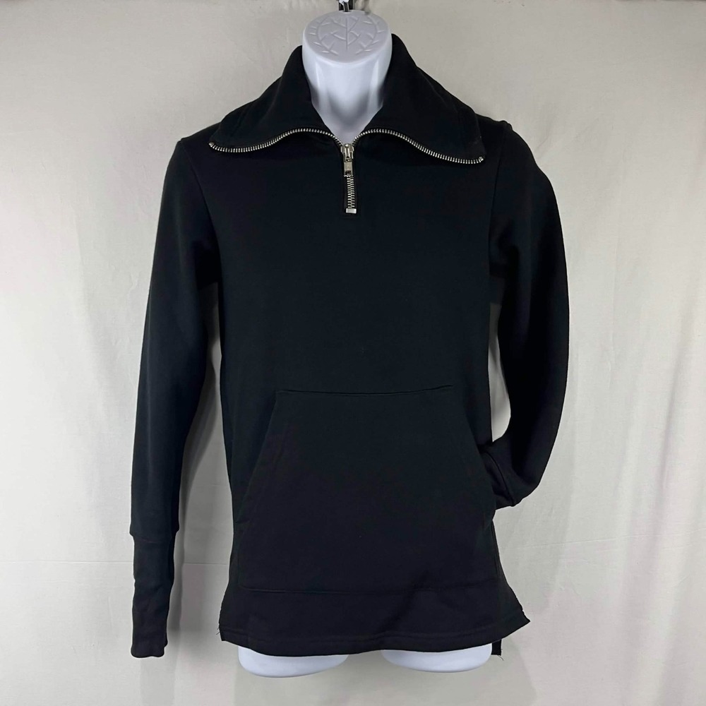 GUC OAK NYC Sweatshirt Black Funnel Neck 1/4 Zip Pullover Womens XS USA Made